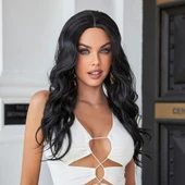 Siyah Su Dalgalı Uzun Boy Tül Peruk thumbnail 1