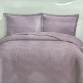 WASHED ÇİFT KİŞİLİK YATAK ÖRTÜSÜ MOZAİK KÜL MORU thumbnail 2