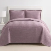 WASHED ÇİFT KİŞİLİK YATAK ÖRTÜSÜ MOZAİK KÜL MORU thumbnail 1