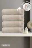 4'lü Bej Jelena Banyo Havlusu-70x140 Cm, 490 Gr, %100pamuk, Spa Ve Otel Havlusu, Günlük Kullanıma Uy - 1