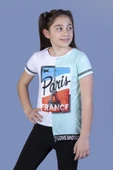 Toontoy Kız Çocuk Paris Baskılı Şeritli Tişört - 2