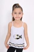 Toontoy Kız Çocuk Pul İşlemeli Balık Nakış Askılı Atlet - 11