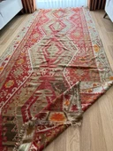 165x375 cm Büyük Boy Antik Türk Kilimi, El Dokuma Vintage Anadolu Kilimi, Geleneksel Yün Kilim, Dekoratif Alan Halısı - 1