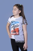 Toontoy Kız Çocuk Paris Baskılı Şeritli Tişört - 4