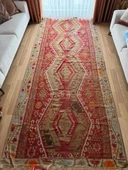 165x375 cm Büyük Boy Antik Türk Kilimi, El Dokuma Vintage Anadolu Kilimi, Geleneksel Yün Kilim, Dekoratif Alan Halısı - 3
