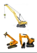 Oyuncak İş Makinaları Ekskavatör Paletli Vinç Kule Vinç 3 lü Metal Set - 1