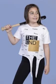 Toontoy Kız Çocuk Komple Baskılı Bağlama Detaylı Tişört - 9