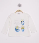 Toontoy Kız Çocuk Papatya Vazo Baskılı T-Shirt - 6