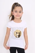 Toontoy Kız Çocuk Gülen Yüz Pullu Nakış Tişört thumbnail 5