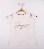 Toontoy Kız Çocuk Bonjour Şeritli Tişört - 5