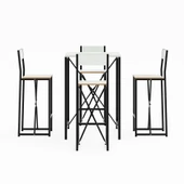 Eportatif 4 Kişilik Bar Masa Sandalye Seti Mutfak Yemek Masası Takımı Beyaz 1576 - 5