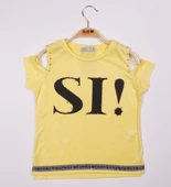 Toontoy Kız Çocuk SI Baskılı Şeritli Tişört thumbnail 3