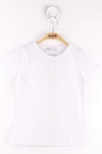 Toontoy Kız Çocuk Önü Dantelli İncili Okul Tişört - 5