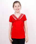 Toontoy Kız Çocuk Yaka Biyeli Taşlı Tişört - 8