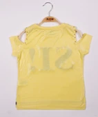 Toontoy Kız Çocuk SI Baskılı Şeritli Tişört thumbnail 4