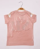 Toontoy Kız Çocuk SI Baskılı Şeritli Tişört thumbnail 2