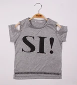 Toontoy Kız Çocuk SI Baskılı Şeritli Tişört thumbnail 9