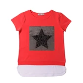 Toontoy Kız Çocuk Pullu Yıldız Nakışlı Tişört thumbnail 7