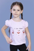 Toontoy Kız Çocuk Lastikli Büzgü Detaylı Baskılı Tişört - 5