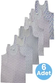 Kadın Desenli Kalın Askılı Atlet 6 Adet - 1