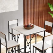 Eportatif 4 Kişilik Bar Masa Sandalye Seti Mutfak Yemek Masası Takımı Beyaz 1576 - 3