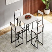 Eportatif 4 Kişilik Bar Masa Sandalye Seti Mutfak Yemek Masası Takımı Beyaz 1576 - 2