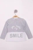 Toontoy Kız Çocuk Kareli Kumaşlı Smile Baskılı T-Shirt - 12