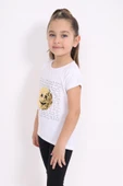 Toontoy Kız Çocuk Gülen Yüz Pullu Nakış Tişört thumbnail 2