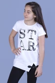 Toontoy Kız Çocuk Star Baskılı Kemer Detaylı Tişört thumbnail 7