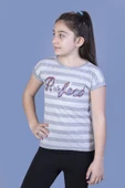 Toontoy Kız Çocuk Perfect Nakışlı Kolları İnci Detaylı Tişört - 4