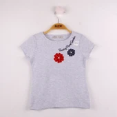 Toontoy Kız Çocuk Çiçek Nakışlı Tişört - 7