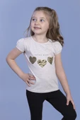 Toontoy Kız Çocuk Simli Kalp Desenli T-Shirt - 3