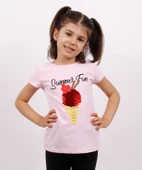 Toontoy Kız Çocuk Dondurma Baskılı Tişört - 12