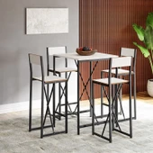 Eportatif 4 Kişilik Bar Masa Sandalye Seti Mutfak Yemek Masası Takımı Beyaz 1576 - 1