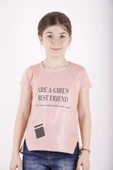 Toontoy Kız Çocuk Best Friend Baskılı Taş Detaylı Tişört - 10