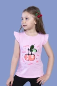 Toontoy Kız Çocuk Çevirmeli Pullu Kiraz Baskılı Tişört - 9