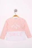 Toontoy Kız Çocuk Kareli Kumaşlı Smile Baskılı T-Shirt - 10