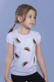 Toontoy Kız Çocuk Karpuz Nakışlı Tişört thumbnail 6