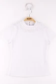 Toontoy Kız Çocuk Yaka Dantelli İnci Detaylı Okul Tişört - 5
