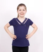 Toontoy Kız Çocuk Yaka Biyeli Taşlı Tişört - 11