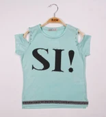 Toontoy Kız Çocuk SI Baskılı Şeritli Tişört thumbnail 5