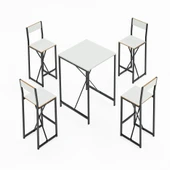 Eportatif 4 Kişilik Bar Masa Sandalye Seti Mutfak Yemek Masası Takımı Beyaz 1576 - 6