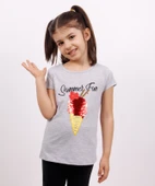 Toontoy Kız Çocuk Dondurma Baskılı Tişört - 9