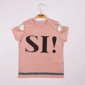 Toontoy Kız Çocuk SI Baskılı Şeritli Tişört thumbnail 1