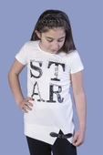 Toontoy Kız Çocuk Star Baskılı Kemer Detaylı Tişört thumbnail 3