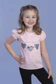 Toontoy Kız Çocuk Simli Kalp Desenli T-Shirt - 5