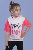 Toontoy Kız Çocuk Kapüşonlu Garni Detaylı Baskılı Tişört thumbnail 4