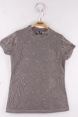 Toontoy Kız Çocuk Yaka Dantelli Okul Tişört - 1