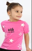 Toontoy Kız Çocuk Wish A For Yourself Yıldız Baskılı Tişört - 3