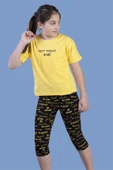 Toontoy Kız Çocuk Kesik Detaylı Baskılı Taytlı Takım - 6